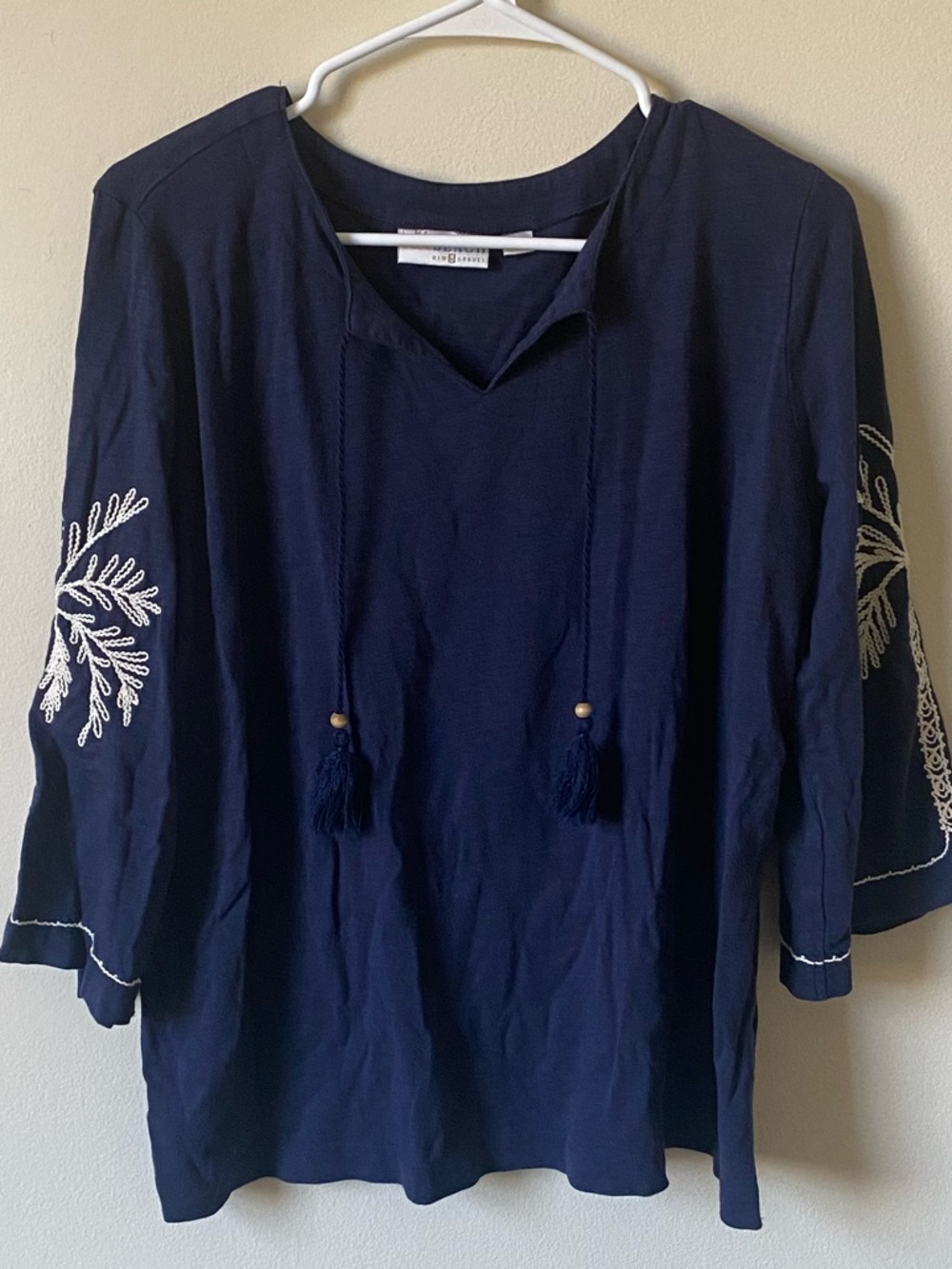 Belle Beach by Kim Gravel Navy V-Neck Tunic Top - Picture 2 of 7